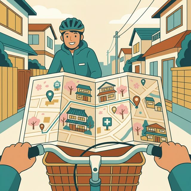 在宅訪問のルート計画を立てる薬剤師