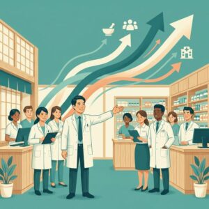 管理薬剤師がチームを率いる場面