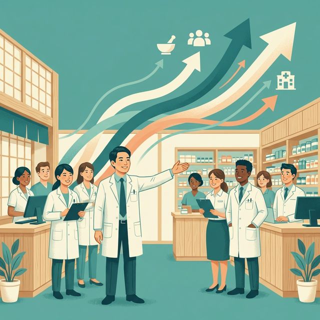 管理薬剤師がチームを率いる場面