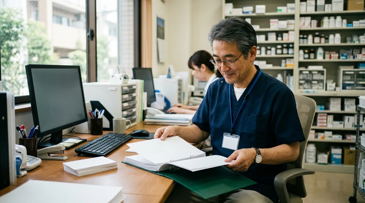 届出書類を整える薬局管理者